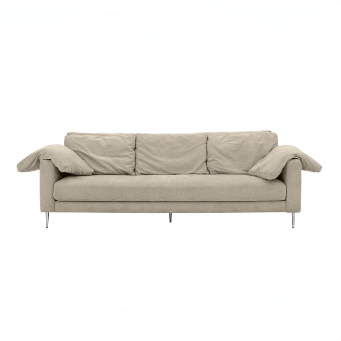 Vari Beige Textured Velvet Lounge Sofa 3