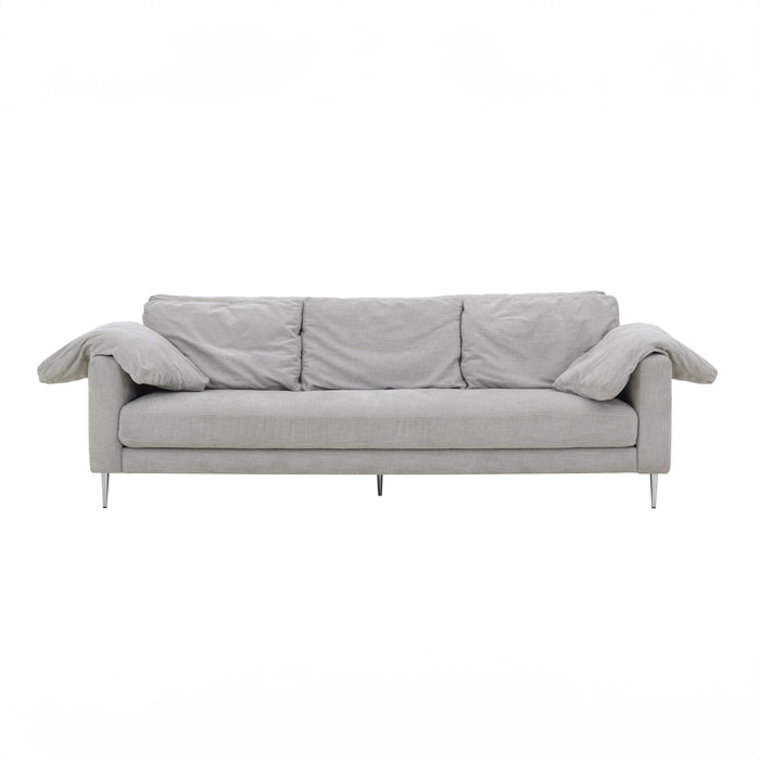 Vari Light Grey Textured Velvet Lounge Sofa 5