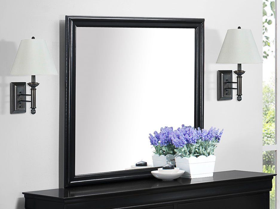 Crown Mark Furniture Louis Philip Dresser Mirror in Black
