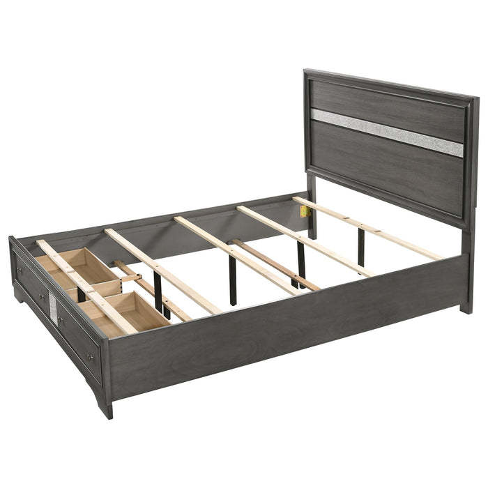 Crown Mark Regata Queen Storage Bed in Grey