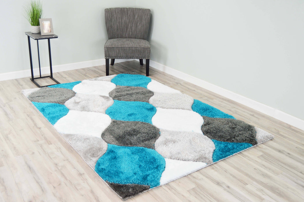 6488 Turquoise - 4D Shaggy - MR ZEE FURNITURE