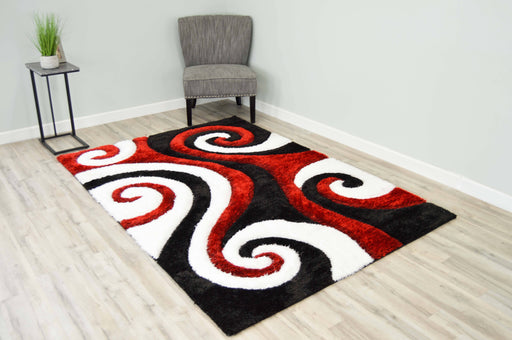 6499 Red/Black/White - 4D Shaggy - MR ZEE FURNITURE