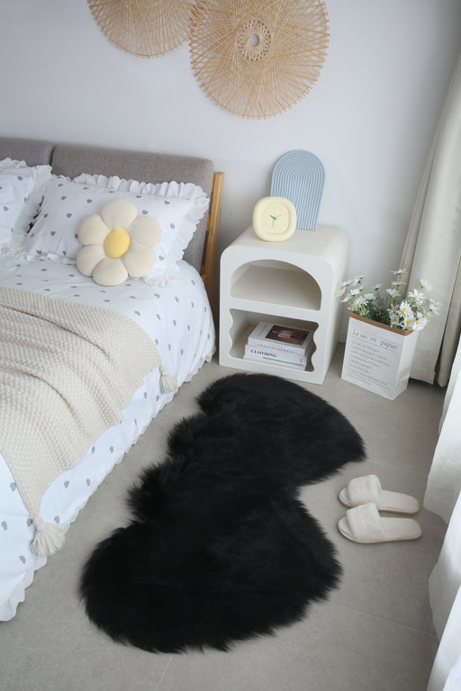 Double Hea Black - Faux Fur Shaggy - MR ZEE FURNITURE