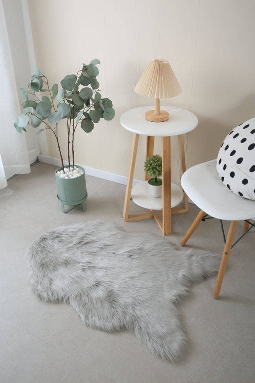 Sheepskin  White/Grey - Faux Fur Shaggy - MR ZEE FURNITURE