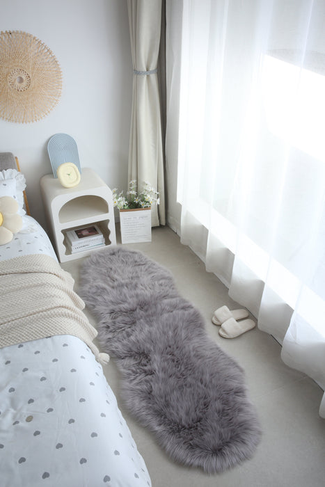 Strip Faux Grey - Faux Fur Shaggy - MR ZEE FURNITURE