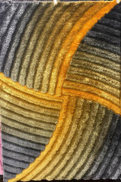 Z0093 Grey/Yellow - 3D Shaggy - MR ZEE FURNITURE